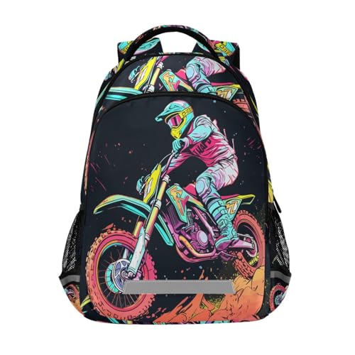 Motocross Motorcycle Race Backpack 3rd 4th 5th Grade School